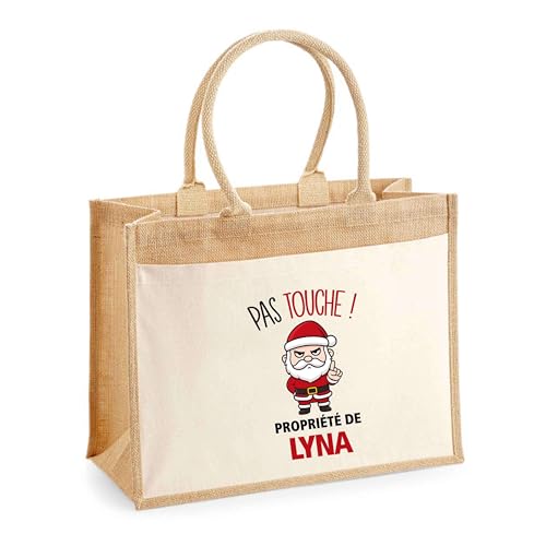 Sac Lyna Pas Touche Père Noël grand sac de course en toile pour cadeau humour