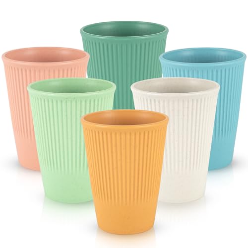Dyserbuy Set of 6 Reusable Unbreakable Drinking Cups, 350ml Plastic Cups, for Hot and Cold Drink, Water Milk Tea Tumblers for Kitchen Outdoor Parties Picnics BBQ Travels