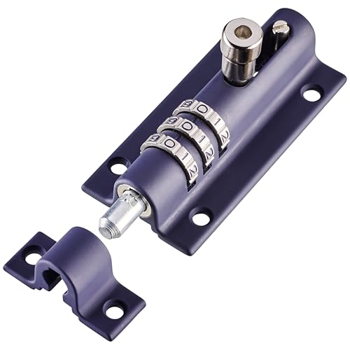 Cerradura Perno Combinado de puerta Squire (COMBI3) - Cerrojo de combinación de 3 ruedas - Cuerpo de fundición a presión resistente a la intemperie - Cerrojo deslizante a prueba de manipulaciones - Cerradura de puerta de alta seguridad para el hogar y los garajes (azul marino, 92 mm)