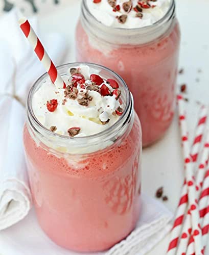 Alink Biodegradable Red Paper Straws Bulk - 100 Dots/Stripes/Waves Straws For Beverage, Christmas, Holiday, Birthday, Wedding, Baby/Bridal Shower, Party And Decoration #TOP3