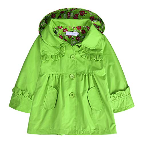 Arshiner Girl Kid Flower Waterproof Hooded Coat Jacket Outwear Raincoat, Green, 110(Age for 3-4Y)