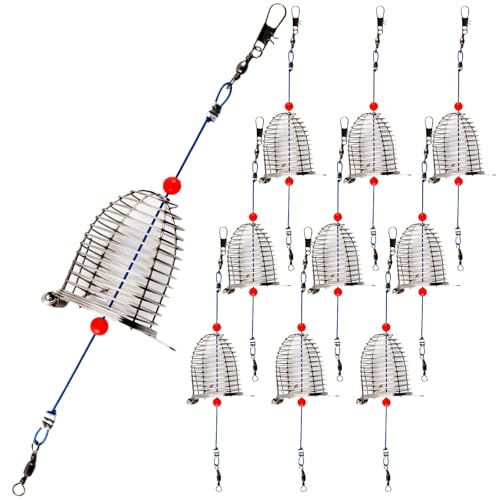 CASTSTRIKE Carp Fishing Bait Cage 10PCS 304 Stainless Steel Chum Rig Basket Catfish Bait Holder Trap Feeder Basket for Freshwater Saltwater Fishing Tackle Accessories (Medium(1.9