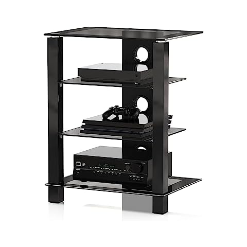 FITUEYES 4-Tier AV Media Cabinet Stand Component Cabinet Cover