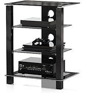 FITUEYES TV Rack HiFi Shelf Audio Cabinet Glas en Aluminium Hoogteverstelbare plank AS406003GB