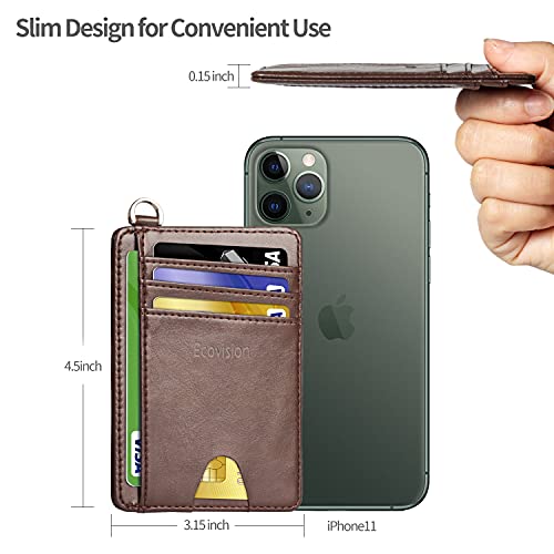 Image of Slim Minimalist Front Pocket Wallet, RFID Blocking Credit Card Holder Wallet with Detachable D-Shackle for Men Women