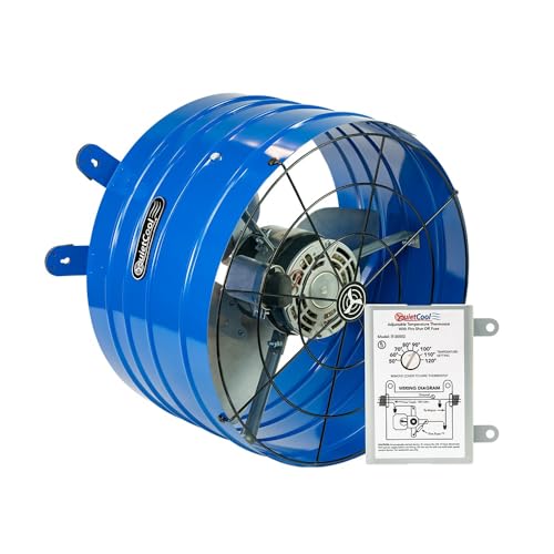 Quietcool AFG PRO-2.0 Attic Fan for Gable Vents - 1945 CFM - Adjustable Thermostat - 20ft Power Cord - Plug-and-play - Two Speed Capable