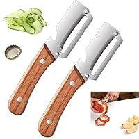 2 Stück-Pack Multifunktionaler Küchenschäler, 3-in-1-Obst und Gemüseschäler mit Flaschenöffner, Holzgriff, Edelstahl-Gemüseschäler, Universeller Schäler für Äpfel, Kürbisse, Küchenwerkzeuge (2 Pcs)