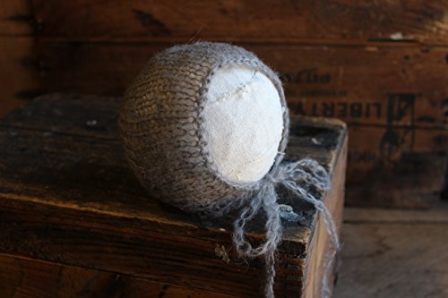 AMOS and SAWYER Newborn Mohair Bonnet, Photography Prop (Grey)