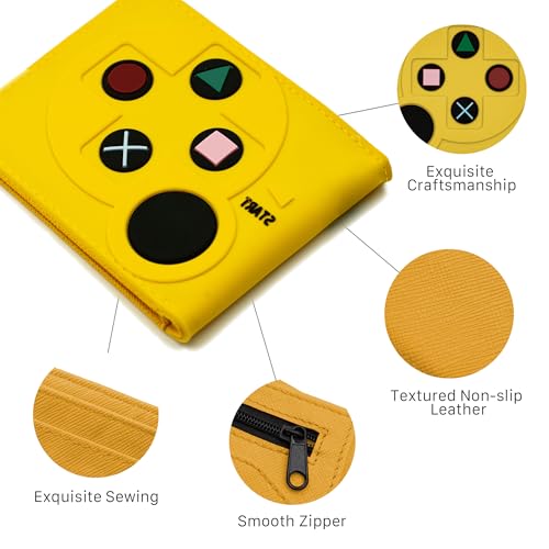 Image of Game Controller Wallets For Kids, Man, Teen Bifold Wallet Multiple Card Slots and Coin Pocket Gamepad Silicone And PU Leather Surface Video Game Kids Wallet in Yellow