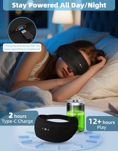 Image of Sleeping Headphones, Headband Headphones with HD Stereo Speaker, Bluetooth Headband for Sports, Running, Workouts, Yoga, Air Travel, Meditation, Gift - Black