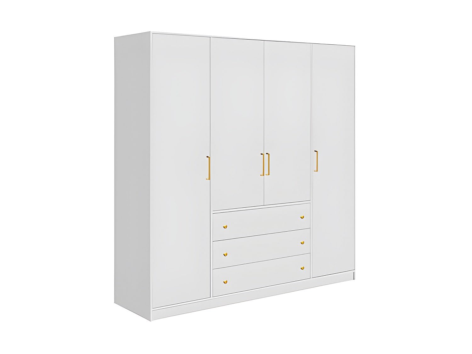 Vente-​unique - Armoire 4 Portes et 3 tiroirs - L196 cm - Blanc - Lizandro