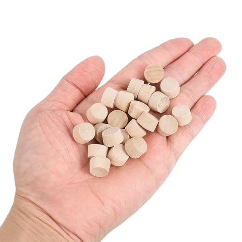 Image of uxcell 60Pcs Wood Button Plugs, 11.5mm /0.45 inch Flat Head Hardwood Screw Hole Plug Wooden Caps Buttons Wood Plug for Furniture Woodworking Craft Decor (13mm x 11.5mm)