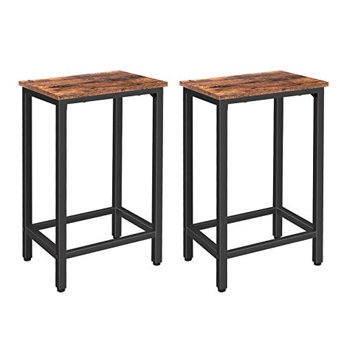 HOOBRO Taburetes de Bar Juego de 2, Sillas de Bar con Reposapiés, Industrial Taburete, Robusta Estructura Metálica, para la Sala de Estar, el Comedor y la Cocina, Marrón Rústico EBF65BY01