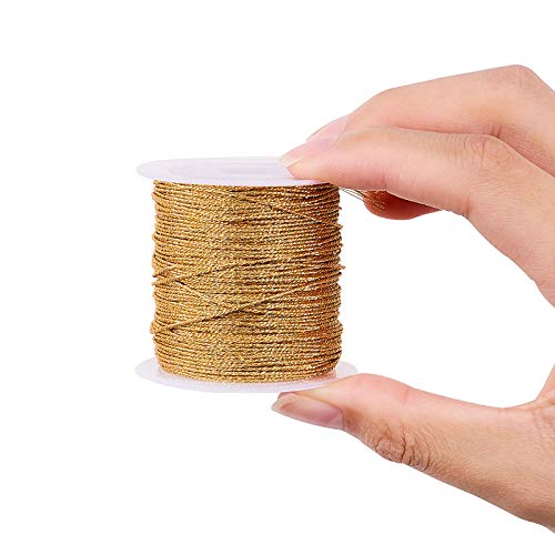 UR Urlifehall 82 Feet/25m Gold Metallic Cord for DIY Jewellery Craft Making Beading Thread Rope with Spool 0.8mm - Image 3