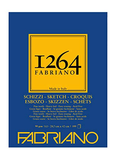 Papier dessin croquis Fabriano Schizzi 1264 carnet de croquis A3 blanc ivoire 90g Honsell 19100633
