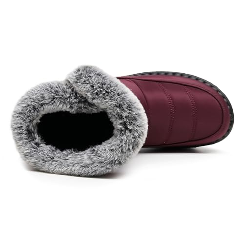Image of Winter Snow Boots for Women Men, Lightweight Water-Resistant Boots | faux fur lining, rubber sole, warm winter wear, dog walking, errands, light snow, indoor outdoor