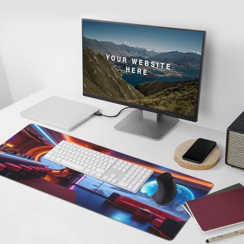 Grand tapis de souris de jeu imprimé espace lounge aux bords cousus