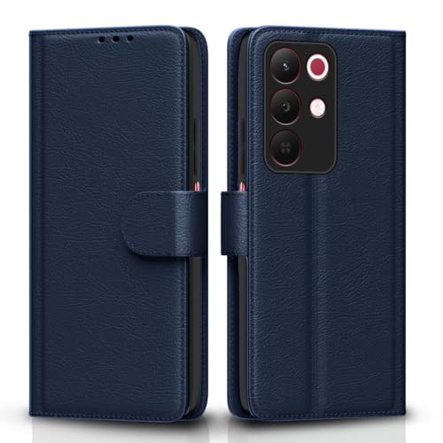 Image of Amazon Basics Flip Cover for Realme Narzo 90X 5G / Realme C85 5G / Realme 15X 5G Leather Finish | Wallet Stand and Shock Proof | Inside TPU with Card Pockets | Complete Protection Flip Case (Blue)