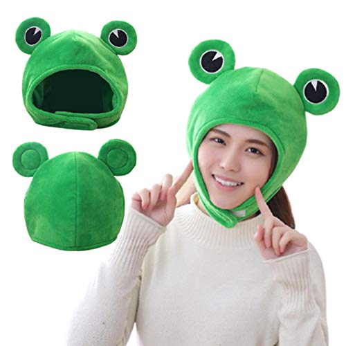 RYRA Women Cute Plush Frog Hat, Winter Warm Fisherman Cap Cosplay Costume for Adults Womens Girls Green