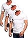 Produktbild Jack and Jones Herren Basic T-Shirt 3er Pack Tee V-Neck und O-Neck Ausschnitt Slim Fit Weiß Schwarz Blau Grau Rot (V-Neck 3er Pack White, M)