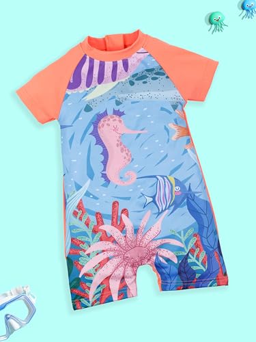 Image of KiddoPanti Boys & Girls Half Sleeve Mid Thigh Length Swim Suit
