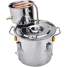 Stainless Steel Distiller with All-Copper-Tube Condenser, Home Brewing Kit with Thermometer, for DIY,6l/1.5gal