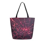 Mnsruu Red Spider Webs - Bolsa de lona para mujer, bolsa de hombro grande, reutilizable, bolsa de compras, A3274, 34.5x13x40cm