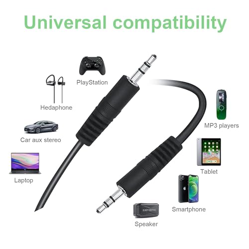 Cable AUX de audio 3.5mm negro 6ft miniatura 2