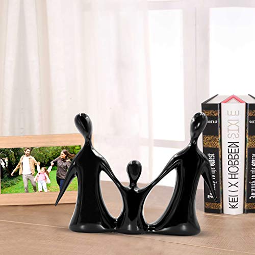 Dreamseden Family Of 3 Figurines, Modern Art Family Sculpture Parents And Child Statue, Home Decor Tabletop Shelf Decoration, Gifts For Dad And Mother (Black) #TOP3