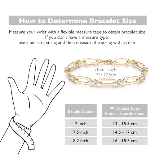 Paperclip Bracelet for Women Couple Bracelets with CZ Chain Strand Jewelry Gift for Girls2
