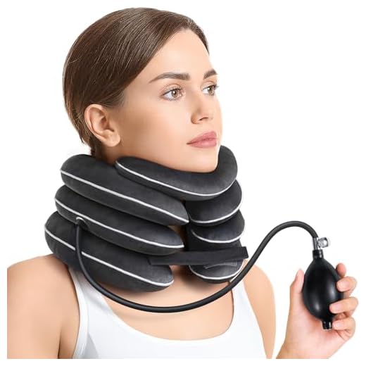 AUVON Traccion Cervical Inflable para Estiramiento Cervical con Diseño Innovador de 3 Capas en Tamaños Variables para Descompresión, Collarín para Alivio Inmediato, Soporte del Cuello, Uso en el Hogar