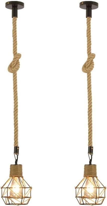 Paquete de 2 lámparas colgantes de cuerda vintage industriales E27E26, enchufes de una sola cabeza, accesorios de iluminación colgantes de