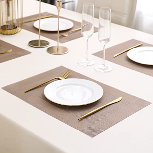 Image of HOKIPO PVC Set of 4 Placemats for Dining Table - 45x30 cm (AR3264) Copper Brown