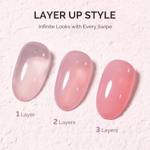 Image of MelodySusie Jeweliver Jelly Gel Nail Polish, 0.5Fl.oz Dreamy Nude Pink Gel Polish Soak Off UV LED Light Cure Gift for Women Manicure Nail Art DIY at Home B6646