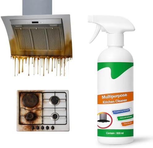 Kitchen Cleaner Spray for Oil & Grease Stain Remover, All Surface Non-Toxic & Non-Flammable Magic Degreaser Cleaning Spray for Kitchen, Chimney, Sink, Grill, Exhaust Fan & More! (500 ml)