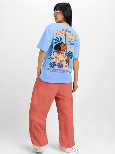 Image of JUNEBERRY 100% Pure Cotton Oversized Baggy Fit Official Disney Merchandise Cool & Goofy Graphic Printed T-Shirt for Women (Characters: Moana, Pooh & Lion King)