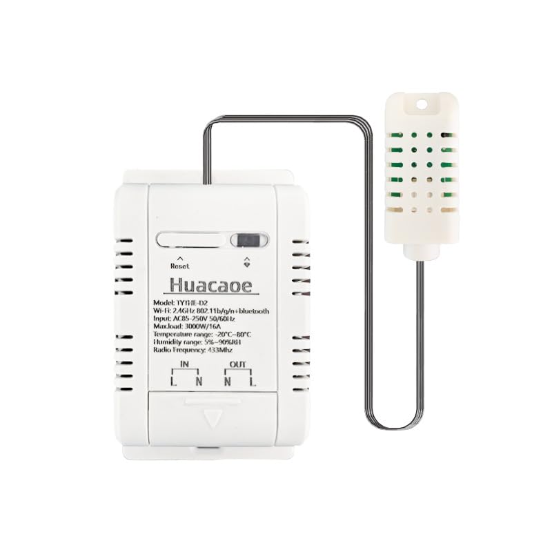 Controlador de humedad de temperatura Tuya 16A WiFi de alta potencia, control remoto inalámbrico con monitoreo de consumo de energía, para invernadero, cerveza casera, cría de mascotas, incubadora
