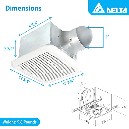 Ventilador Extractor Delta Breez BreezSignature - Certificado Energy Star, Silencioso (0.3 sones), 80/110 CFM, Motor DC sin escobillas, 2 velocidades, Control remoto, Reductor de ducto 6" a 4", 120 V miniatura 3