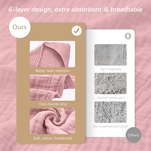 Image of SWEET DOLPHIN Muslin Hooded Baby Bath Towels - 2 Pack 100% Cotton Towel for Babies, Infants, Toddlers - 32x32Inch - Highly Absorbent and Newborn Essential, Light Sakura