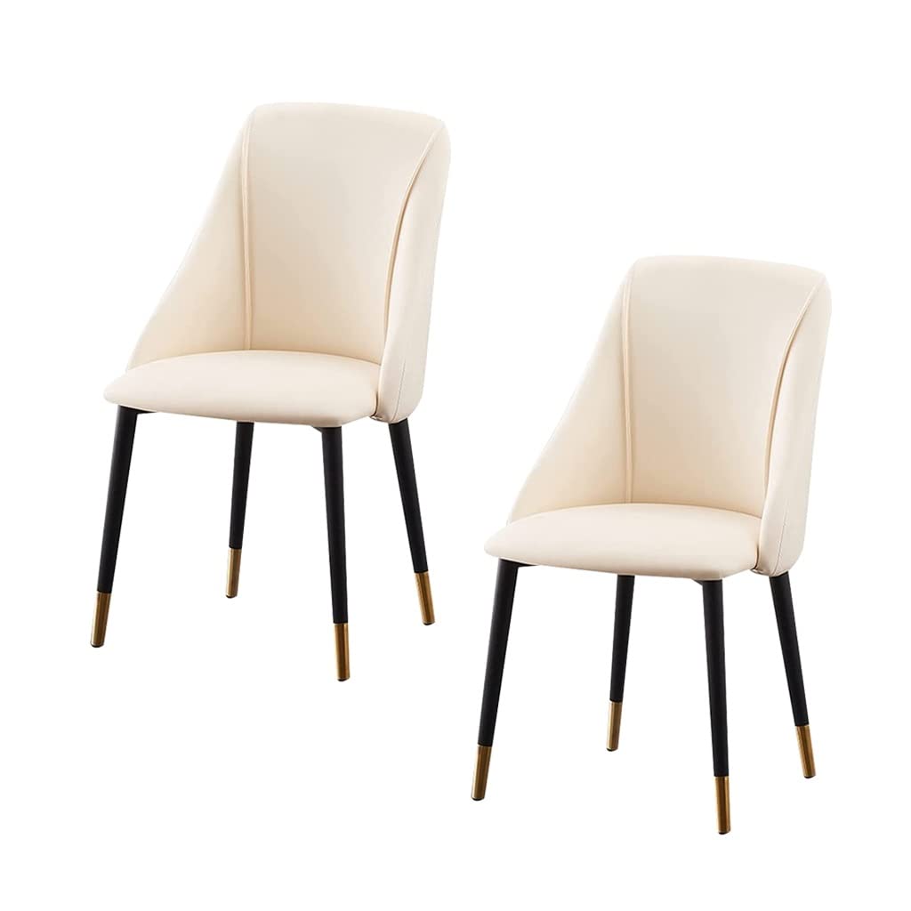 SJIALEN Dining Chairs Set of 4, with Metal Legs Apartment Living Room Side Chair Water Proof PU Leather Kitchen Lounge Counter Chairs Kitchen Chair (Color : White)