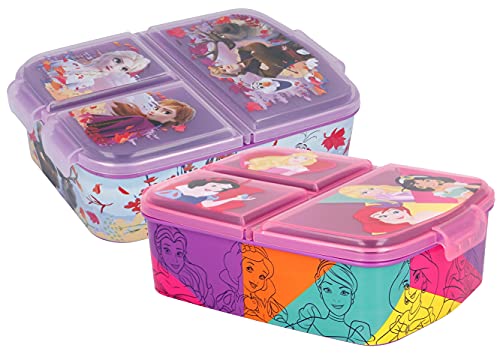 2er-Pack Sandwichtücher mit Fächern von Disney-Prinzessinnen - Lunchbox für Jungen, Mädchen, Schule (Pack 2: Eiskönigin + Prinzessinnen) Cover