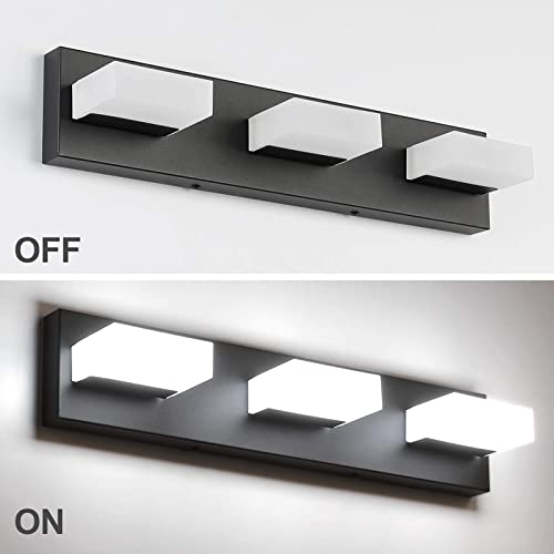 Aipsun Black Vanity Light Fixtures Modern Bathroom Vanity Lighting 3 Light Led Vanity Lights Over Mirror Bath Wall Lighting 6000K #TOP5