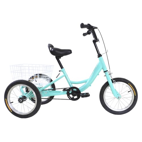 ARBGO Triciclo infantil de 14 pulgadas, triciclo para niños, velocidad única, 3 ruedas, cruiser, bicicleta cruiser, bicicleta para niñas y niños, bicicleta de ciudad Triciclo con cesta para 5-8 años