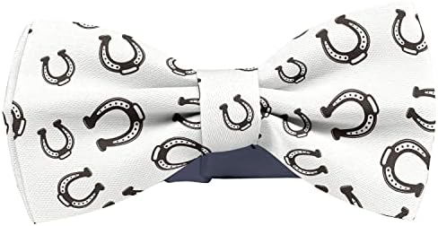 Adjustable Pre-tied bow tie for Men (Horseshoe Black Pattern) Elegant Cute Bowties for Dogs Cats Pets image 5