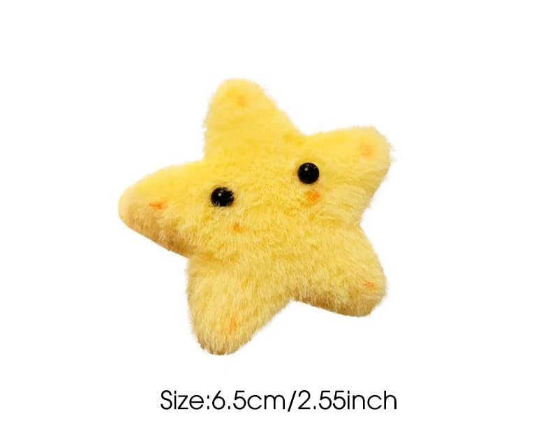Pinzas para cabello estrella de peluche amarillo 4 pzas miniatura 2