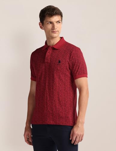 Image of U.S. Polo ASSN. Printed Slim Fit Polo T Shirts for Men - 100% Cotton, Half Sleeves Mens Tshirt