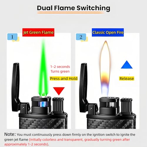 Encendedor de butano dual, llama ajustable, rojo miniatura 3