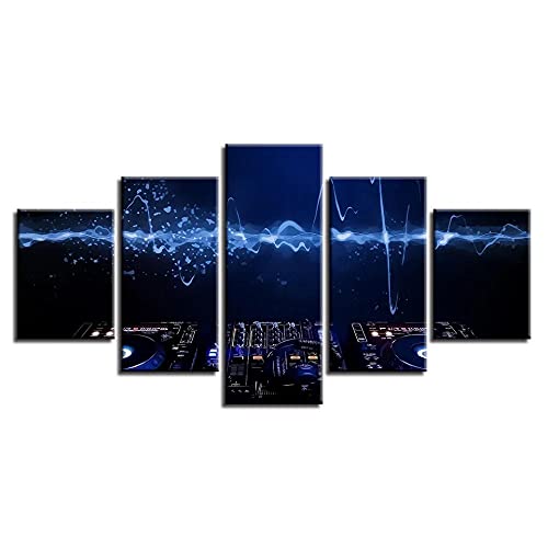 MPPSU Consola De Música Dj 5 Paneles Impresión HD Cuadros Decoracion Dormitorios Salon Modernos 100Cm×50Cm Con Marco