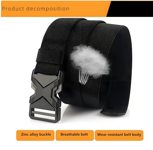 1.5 Inch Wide - Tactical Belt with Quick-Release Buckle, Military Style Polyester fiber elastic waistband, Black ﻿3