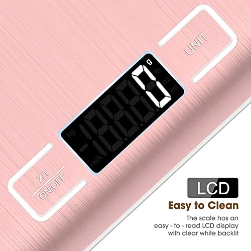 Mik-Nana Food Scale Pink, 10Kg/22Lb Digital Kitchen Scale Weight Grams And Oz For Baking And Cooking, 1G/0.1Oz Precise Graduation, Easy Clean Stainless Steel #TOP6